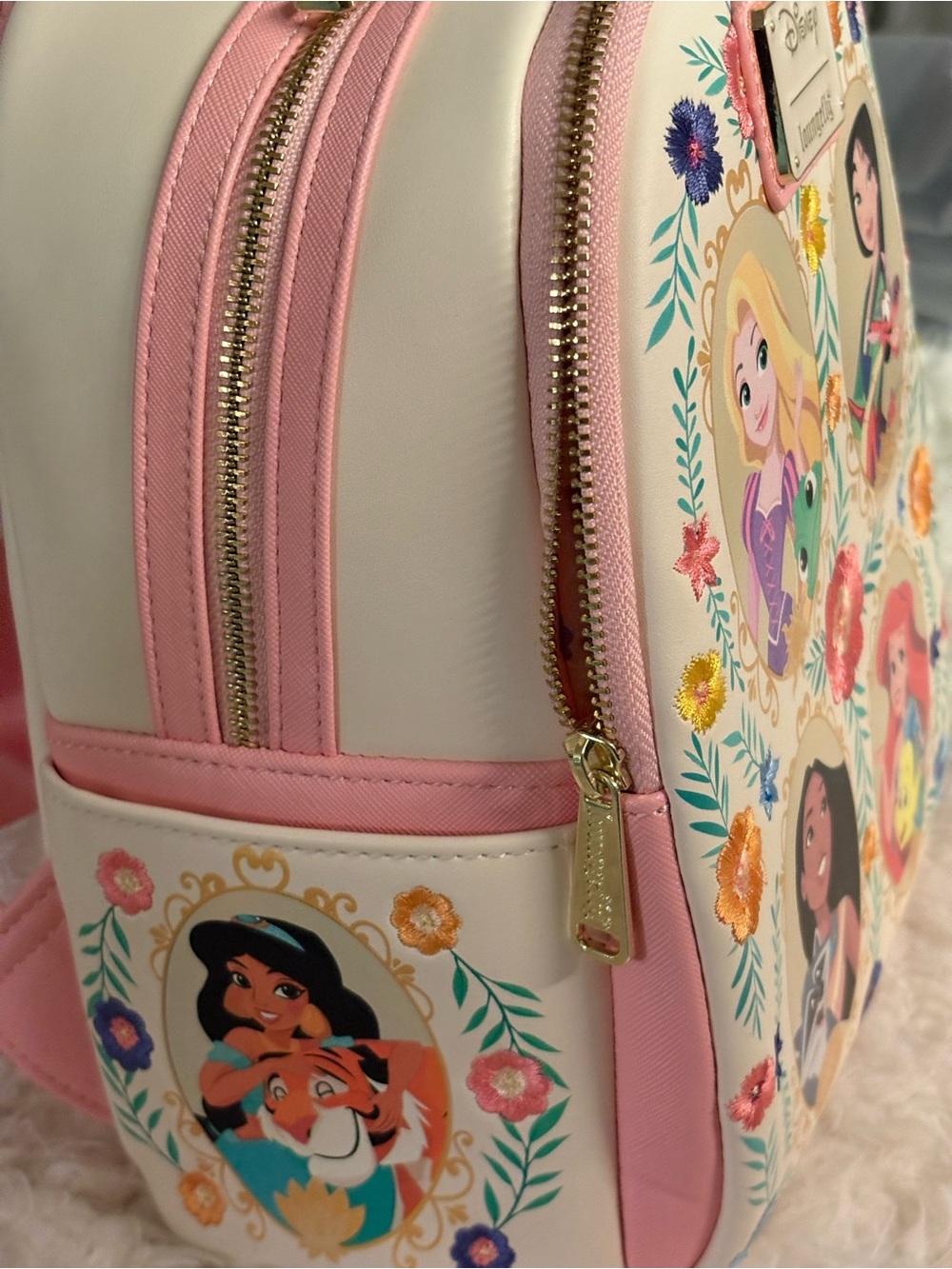 Loungefly Disney Princess Floral Mini Backpack - Pink & Cream - Picture 6 of 7